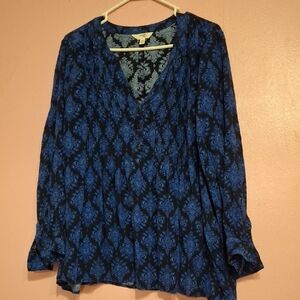 Terra & Sky Blue and Black Patterned Blouse
